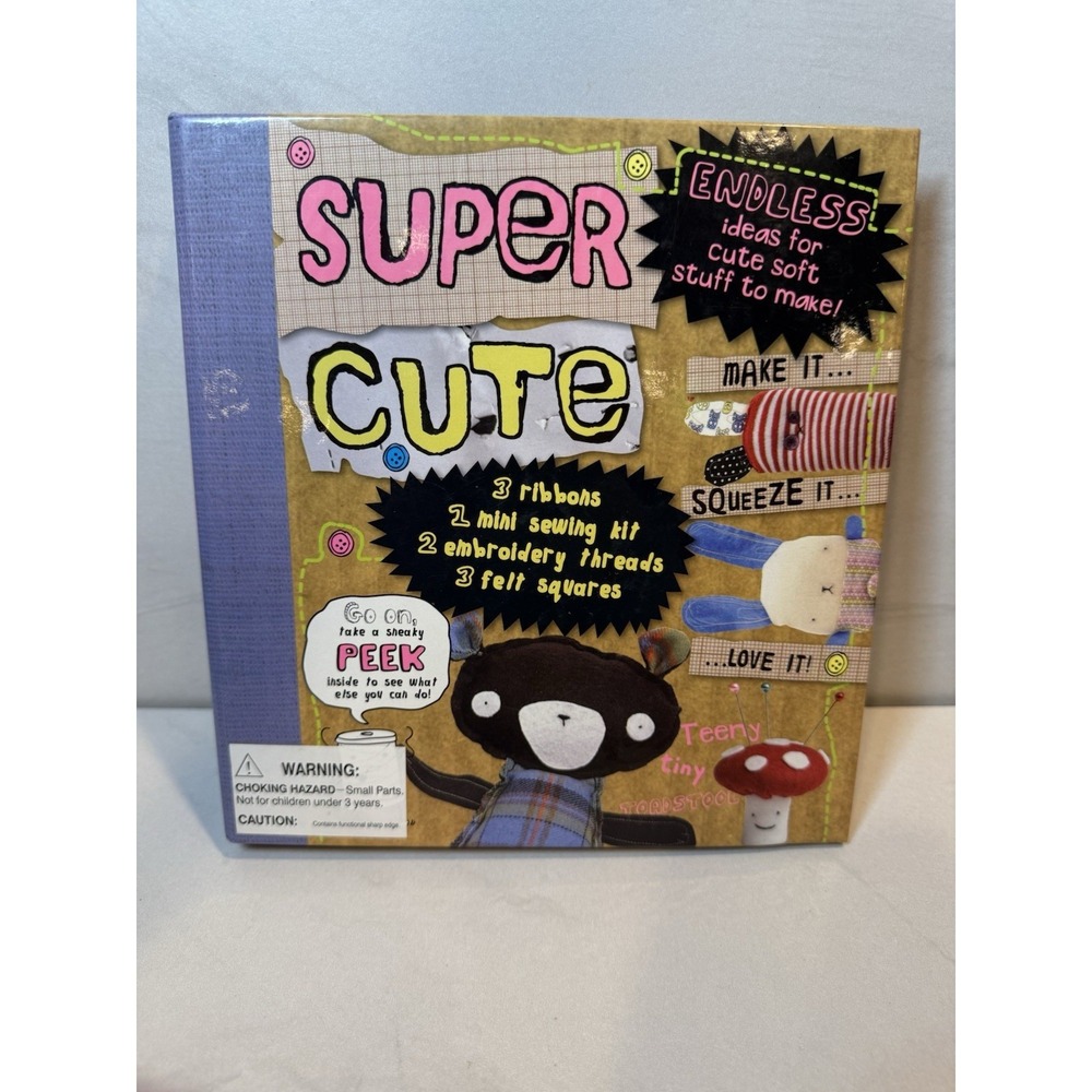Super Cute Kids' Craft Kit Book with Sewing Kit, Ribbons, Embroidery Thread